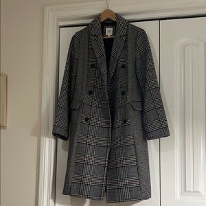 Gap Black and White Plaid  Coat